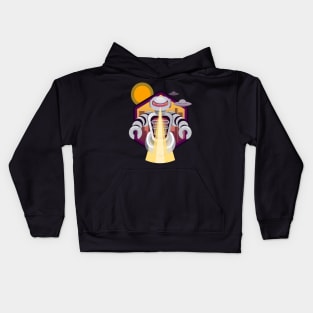 Attacking space alien robot Kids Hoodie